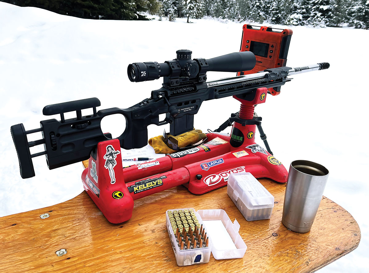 Shooting was conducted across a sturdy portable bench from atop an MTM Case-Gard K-Zone Shooting Rest. A LabRadar Doppler unit was used to establish velocities on this gloomy day.